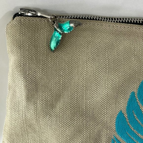 Jerome Gruet Beige Canvas Embroidered Leaf Pouch - Picture 2 of 11